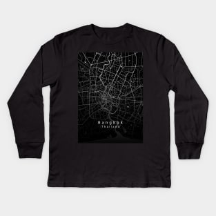 Bangkok Thailand City Map dark Kids Long Sleeve T-Shirt